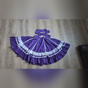 Purple Dress with White Lace Accents